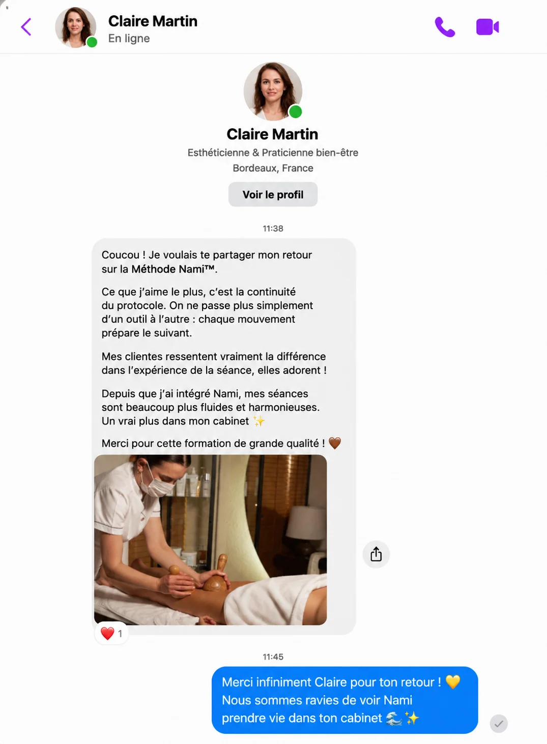 Retour de Claire Martin sur la Méthode Nami™