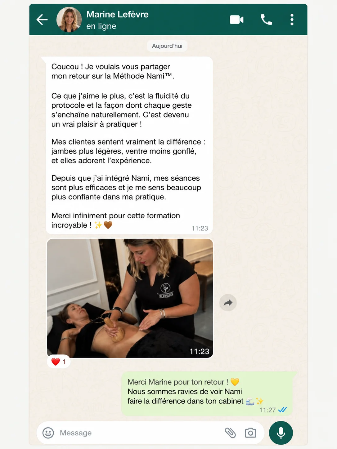 Retour de Marine Lefèvre sur la Méthode Nami™